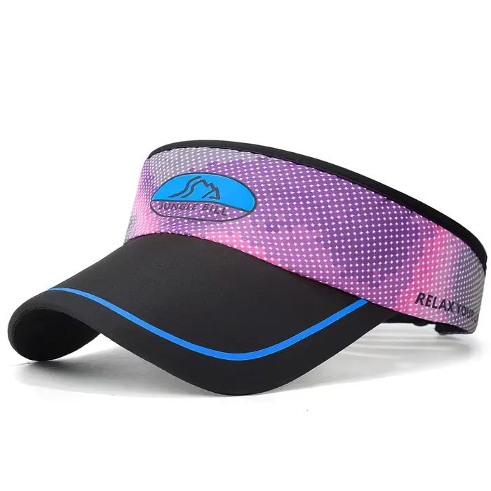 Chapeau d'été à visière ouverte protection solaire séchage rapide imprimé coloré pour course marathon randonnée trail running