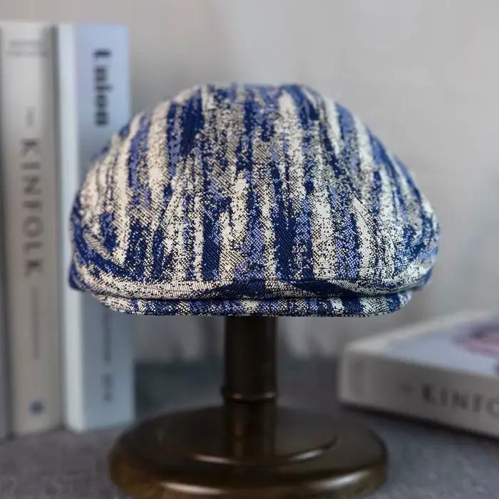 Chapeau de gavroche gris rayé pour hommes et femmes
