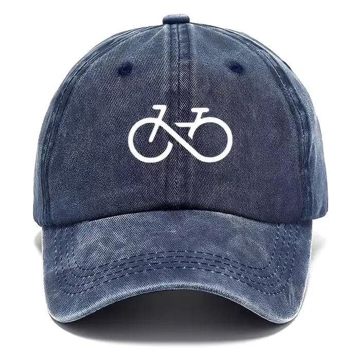 Casquette de baseball imprimée vélo vintage au design géométrique blanc pour la course