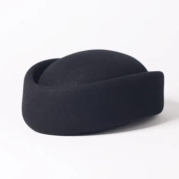 Chapeau bibi de luxe en laine noir et blanc FS