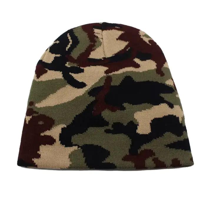 Camouflage tricoté chapeau hommes Beanie femmes chapeaux d'hiver