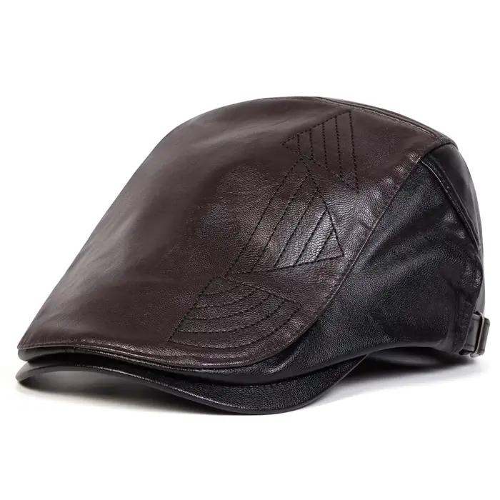 Casquettes de gavroche rétro en cuir PU pour hommes