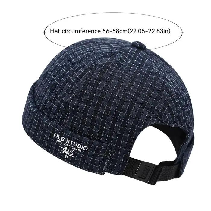 Casquette de mode à carreaux effet peau de melon respirante réglable pour homme et femme occasions décontractées春夏秋冬适用无性别条纹西瓜皮效果透气可调节休闲帽子