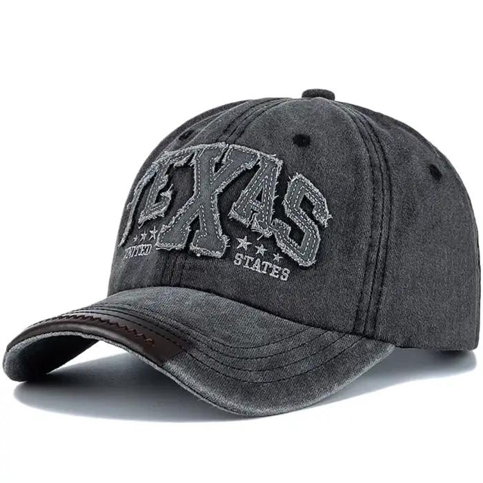 Casquette de baseball vintage unisexe avec broderie de la lettre TEXAS