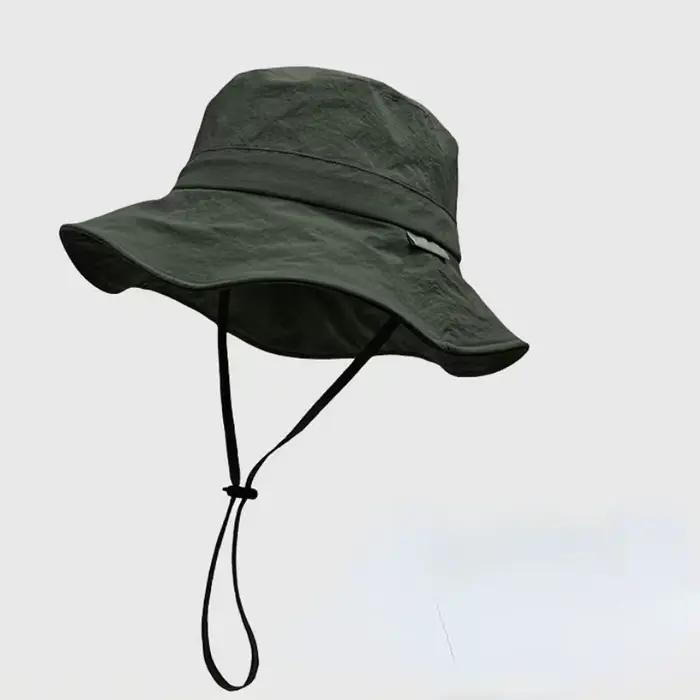 Chapeau de soleil unis pour femmes protection anti-uv large bord polyester artisanat tissage tat pour randonnée plage et pêche