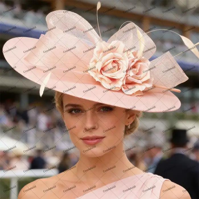 Vert foncé dames Derby Fascinator chapeaux femme église mariage Royal Ascot casque femmes