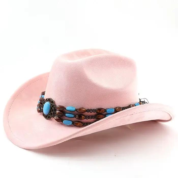 Chapeau de Cowboy occidental en daim pour hommes et femmes