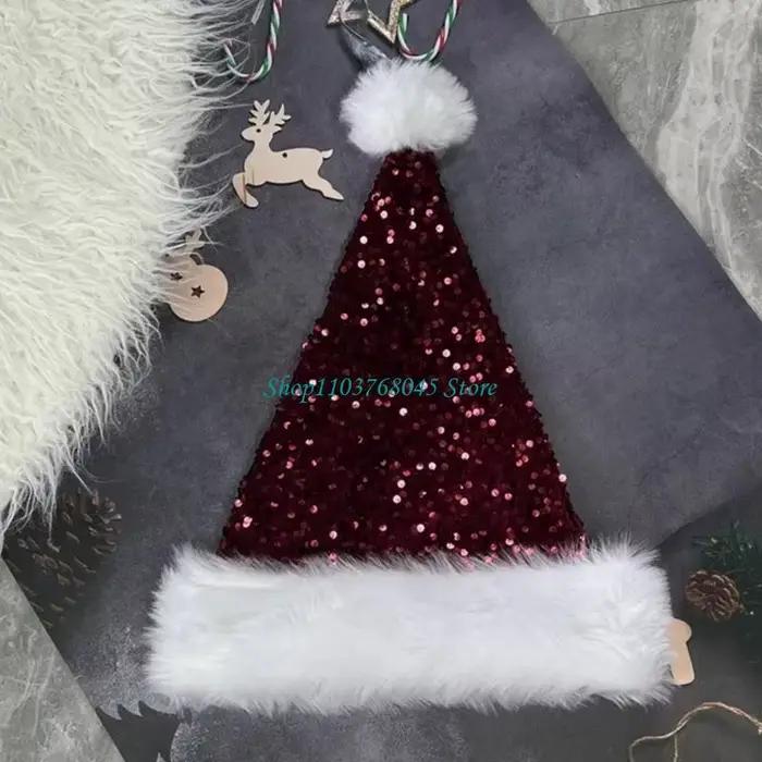 R53F chapeau père noël avec paillettes incrustées
