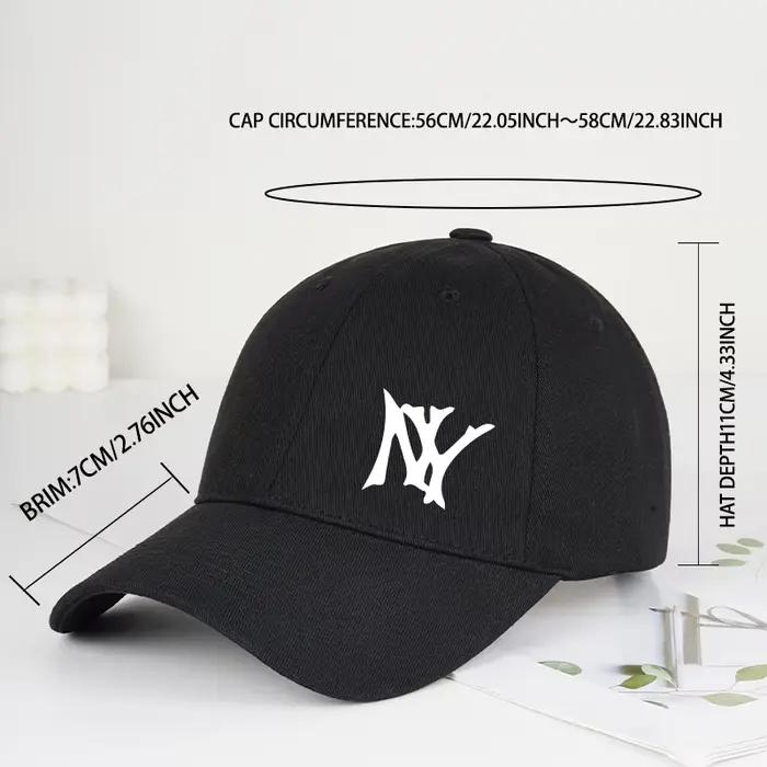 Casquette de baseball à visière souple avec imprimé lettres NY – Chapeau de soleil élégant avec sangle réglable