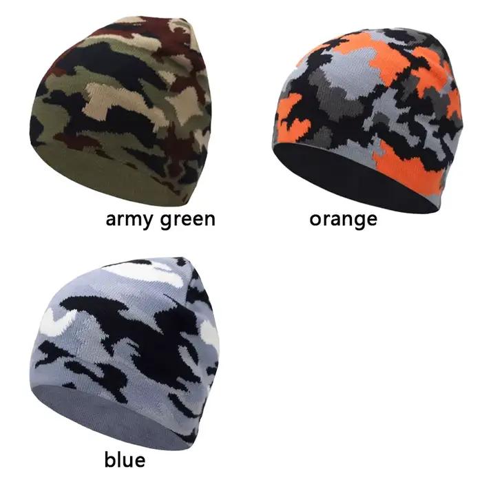 Camouflage tricoté chapeau hommes Beanie femmes chapeaux d'hiver