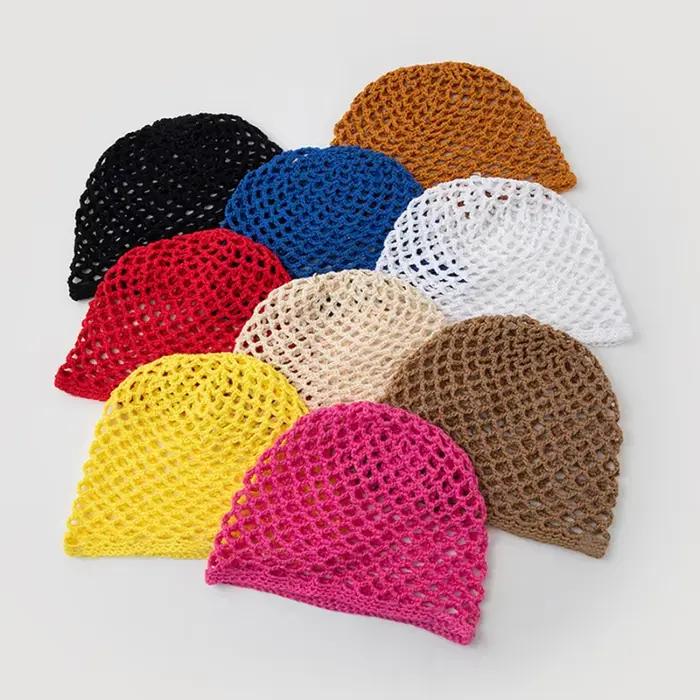 Chapeau en coton ajouré crocheté à la main pour femme, multifonction, léger et respirant, idéal pour l'été, usage quotidien décontracté, voyages en extérieur
