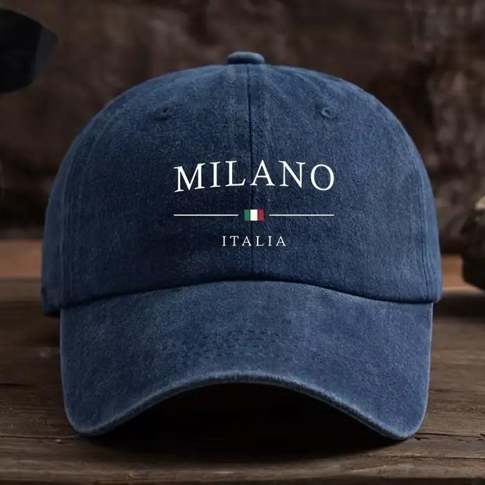 Casquette de baseball rétro délavée avec imprimé drapeau italien