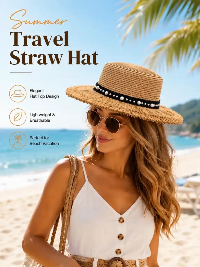 Chapeau de paille plat français pour femme