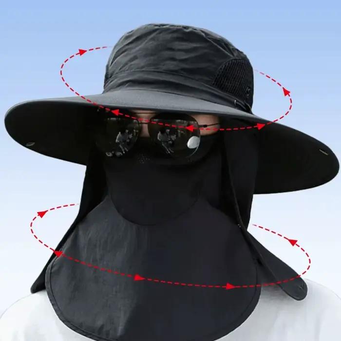 Chapeau de soleil pour homme avec masque intégré pour le cou et le visage