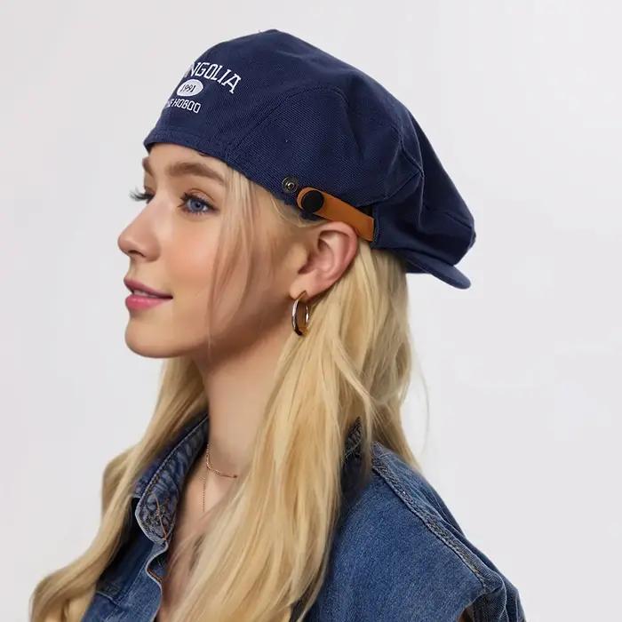 Chapeau revers portant béret unisexe polyester solide pour femmes style sport occasionnel voyage et plein air