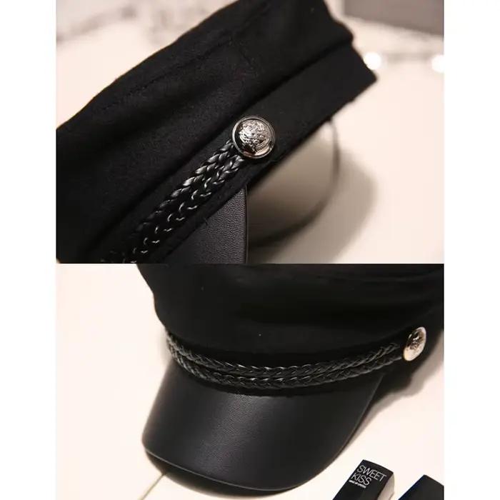 Chapeau en cuir chapeaux de marin casquette de capitaine à dessus plat