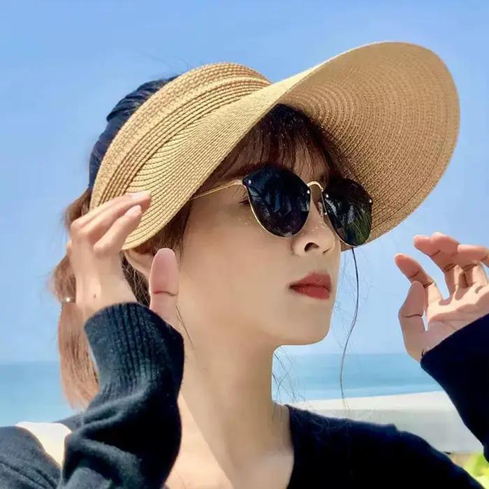 Visière de soleil en polyester ouverte en haut protection uv plage golf femmes printemps automne élégance confort occasionnels