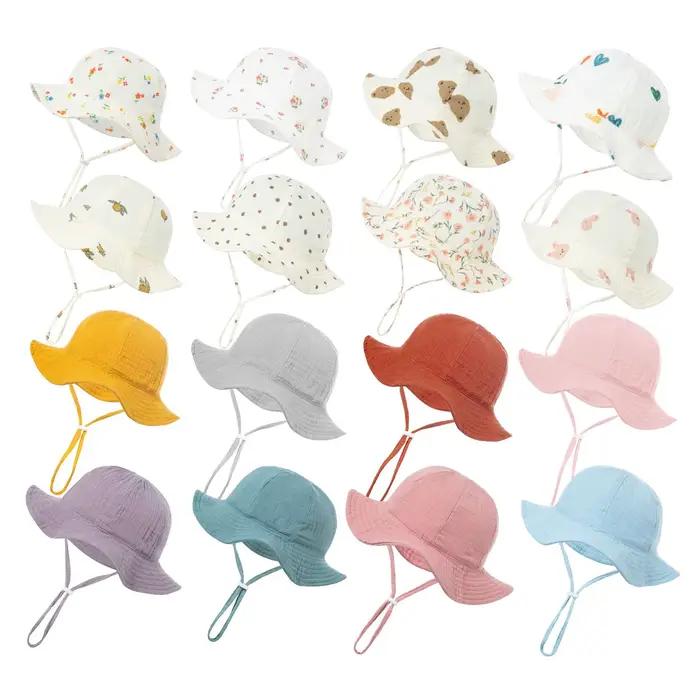 Chapeau seau d'été en coton doux pour bébé garçon et fille
