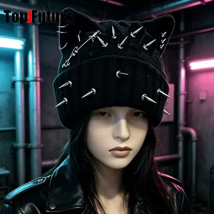 Chapeau d'hiver Harajuku Gothic Lolita avec oreilles de chat pour femme