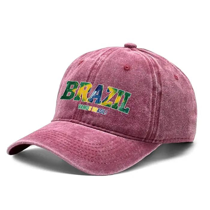 Casquette de baseball réglable avec drapeau du Brésil imprimé