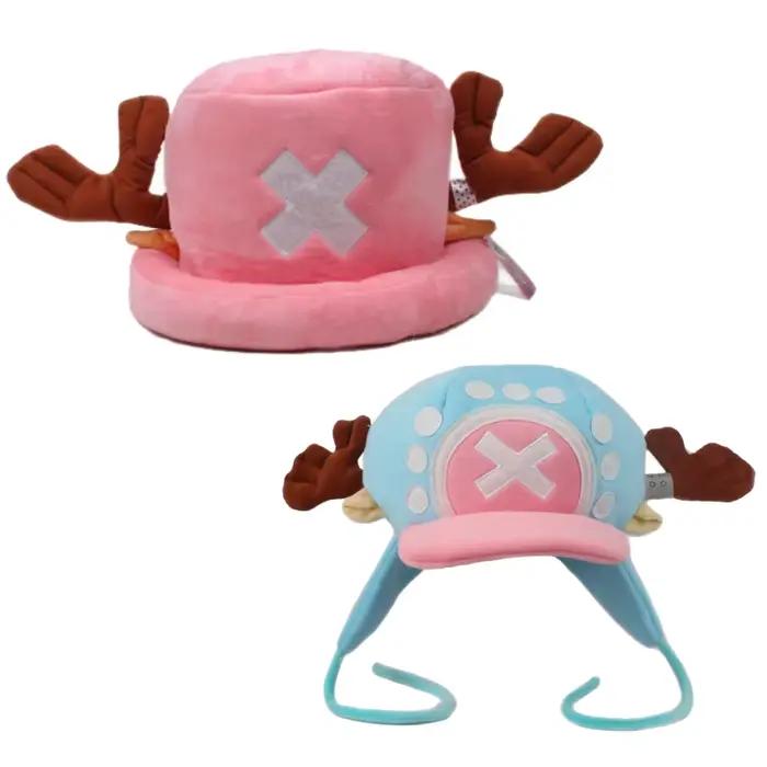 Anime Tony Tony Chopper Cosplay chapeau unisexe garçons filles doux confortable rose bleu deuxième génération Chopper dessin animé en peluche chapeau cadeau fête