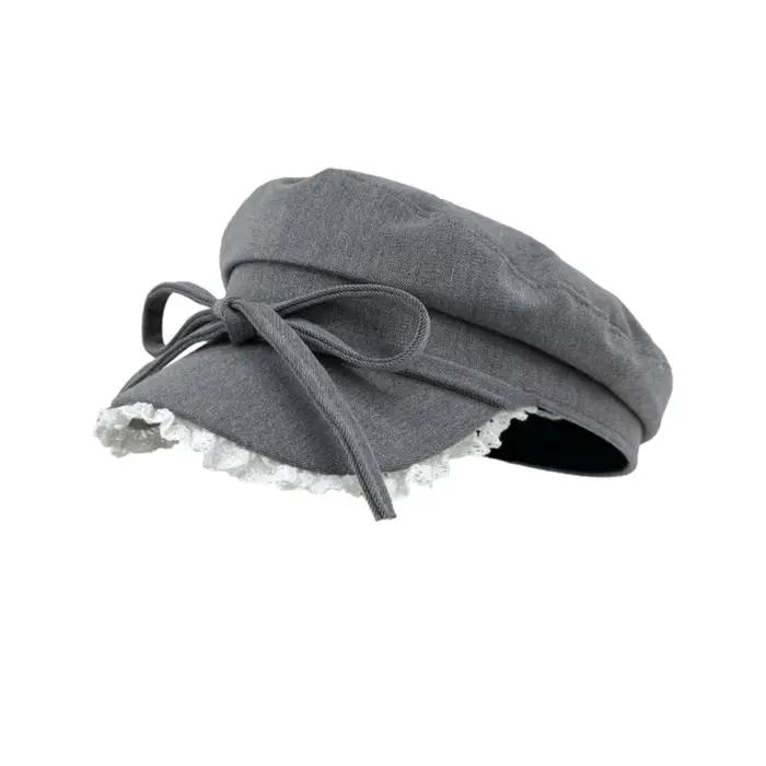 Béret octogonal INS de style coréen avec bord en dentelle