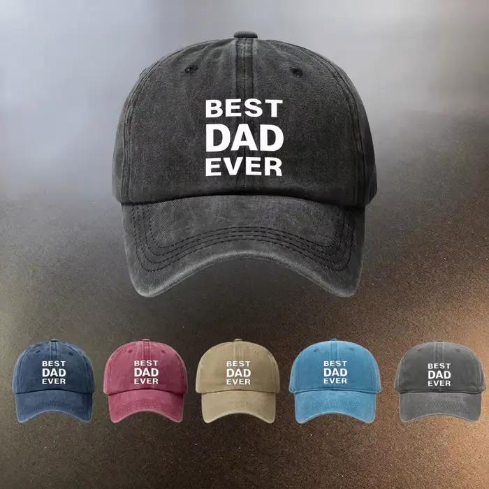 Casquette de baseball vintage délavée avec impression « BEST DAD EVER »