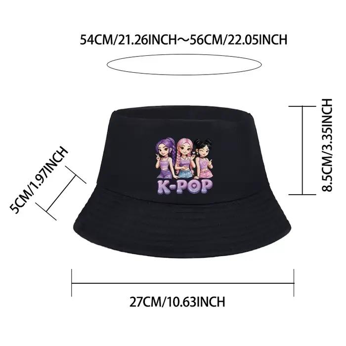 Chapeau de pêcheur pour enfants avec motif de fille de dessin animé K-POP