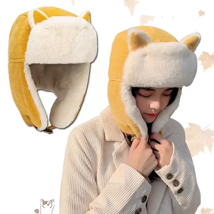 Cache-oreilles pour femmes en polyester chaud résistant au froid chapeau de bombardier hiver élégant et douillet pour sorties extérieures occasions spéciales