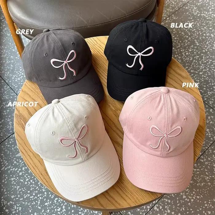 Doux nœud papillon Baseball coton réglable Snapback chapeau printemps automne broderie femmes casquette en plein air