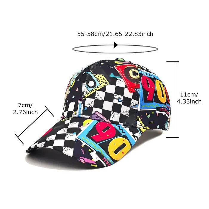 Casquette de baseball classique des années 90 à motif graffiti aléatoire