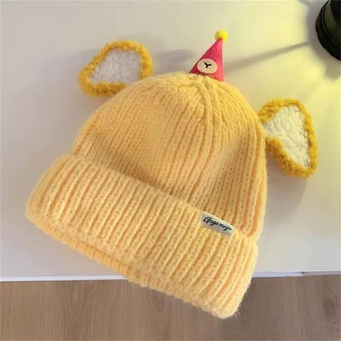 Chapeau tricoté à mode avec oreille dessin animé