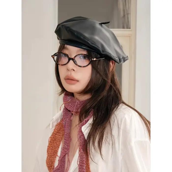 Béret rétro français en cuir véritable pour femmes, chapeau chic, casquette citrouille, accessoire élégant pour les femmes, béret sport, béret pour les quatre saisons, béret pour femmes, béret unisexe, béret de haute qualité, béret en cuir, béret rétro, béret pour dames, béret pour femmes élégantes