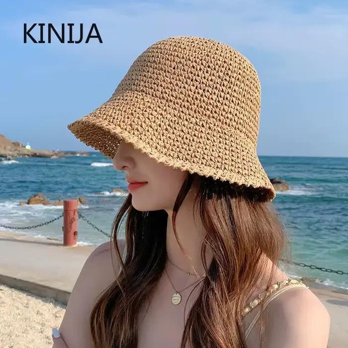Plage coréenne Chapeau de paille été femmes visière seau