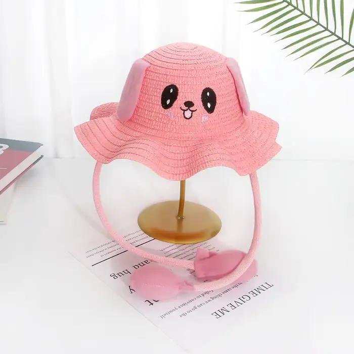 Chapeau de paille de coton pour enfants, mignon et protecteur, parfait pour les activités en plein air et les journées ensoleillées, 1 à 3 ans