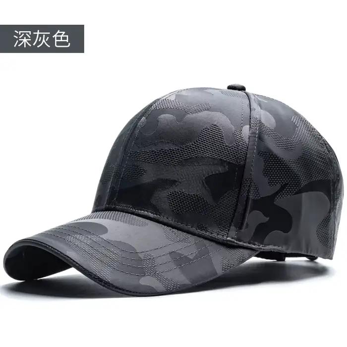 Casquette de baseball pour hommes en polyester réglable grande taille protection solaire gris ivoire noir et gris foncé pour extérieur et quatre saisons