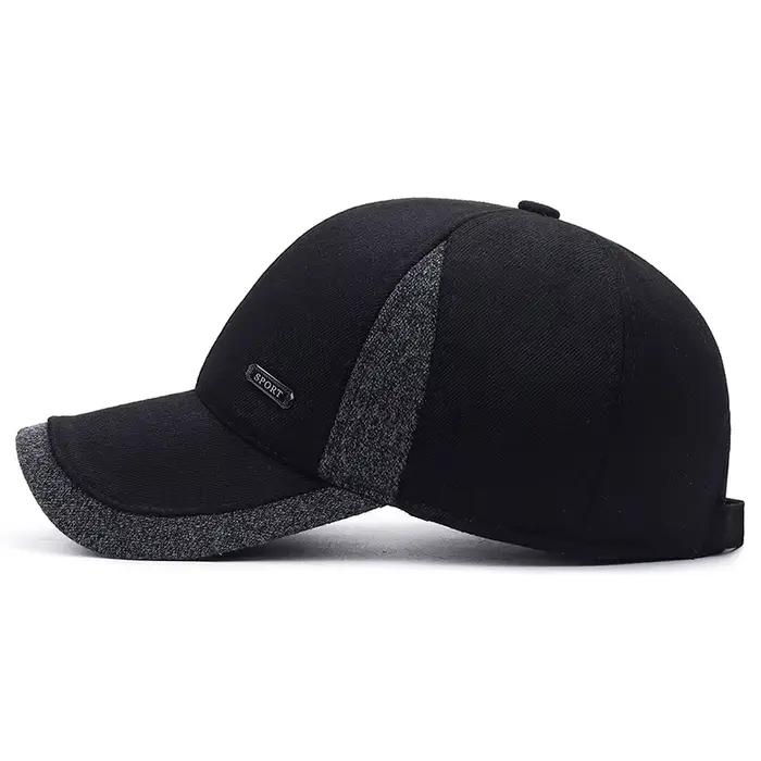 Casquette de baseball d'hiver épaisse et chaude pour hommes avec oreillettes
