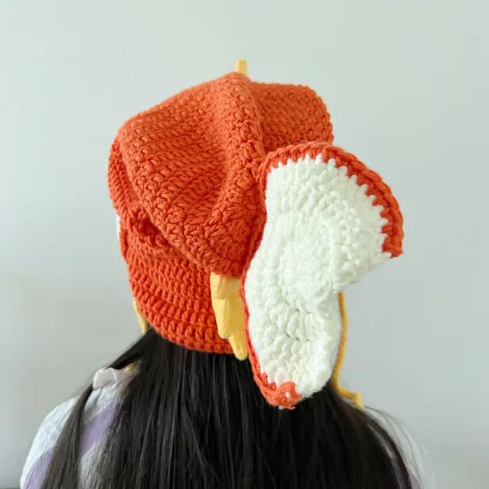 Chapeau de tête de carpe au crochet en laine fait à la main