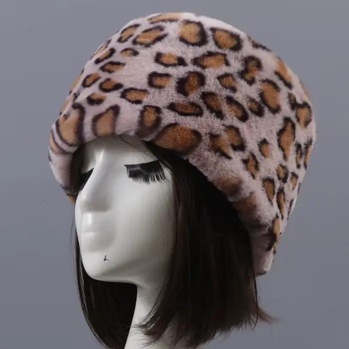 Femmes chapeau d'hiver léopard fausse fourrure