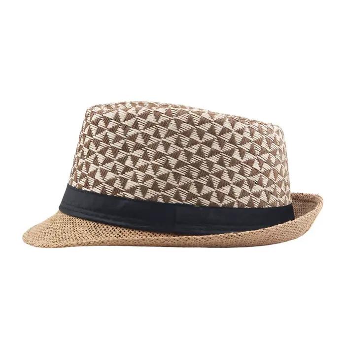 Chapeau de paille de couleur géométrique pour hommes