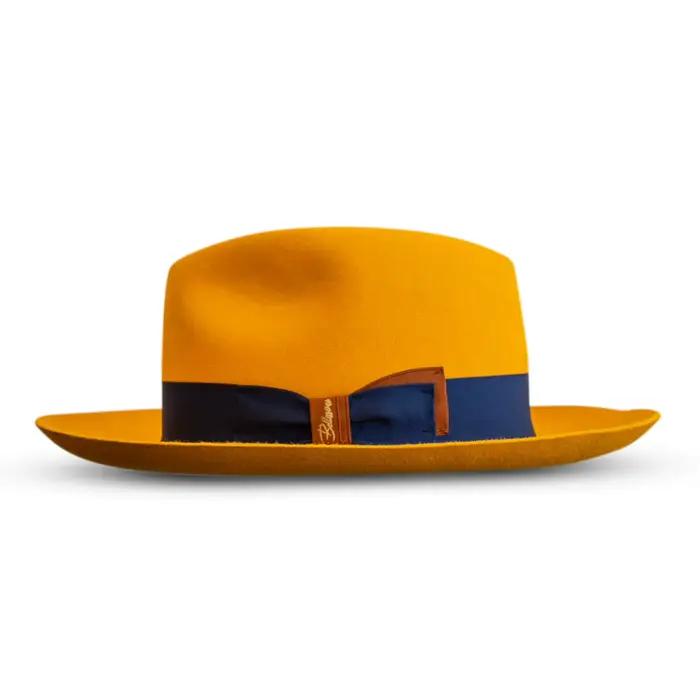 Chapeau de jazz en laine pour hommes gris chaud plumes à la mode casquette