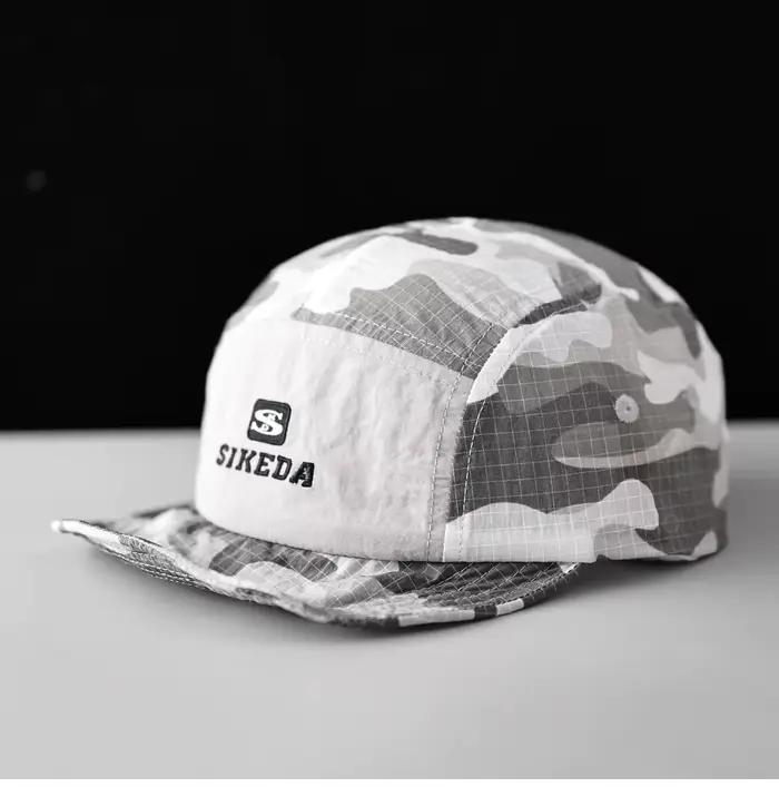Chapeau de Baseball de Camouflage à bords plats à carreaux à 5 panneaux pour hommes et femmes