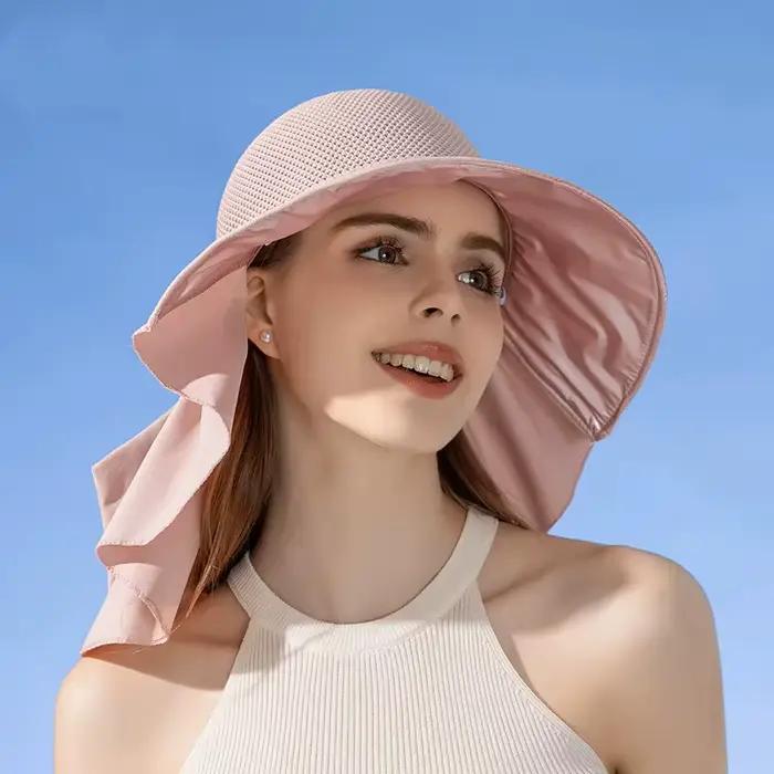 Chapeau de soleil anti-UV pour femme avec protection du cou