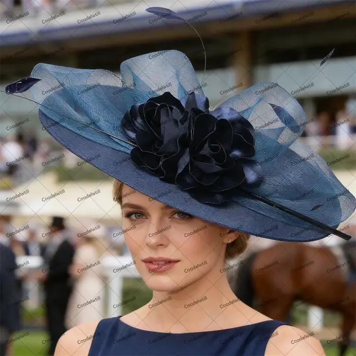 Vert foncé dames Derby Fascinator chapeaux femme église mariage Royal Ascot casque femmes