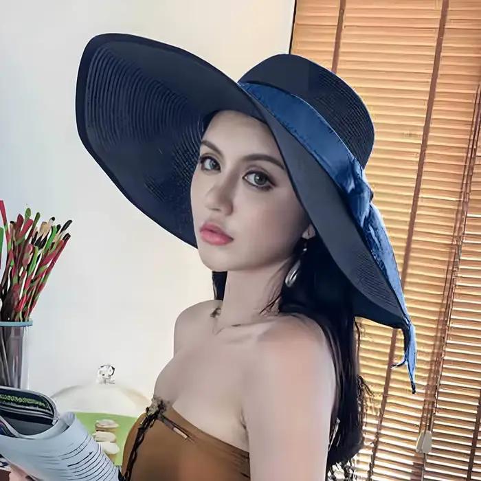 Chapeau pliable en paille pour femme
