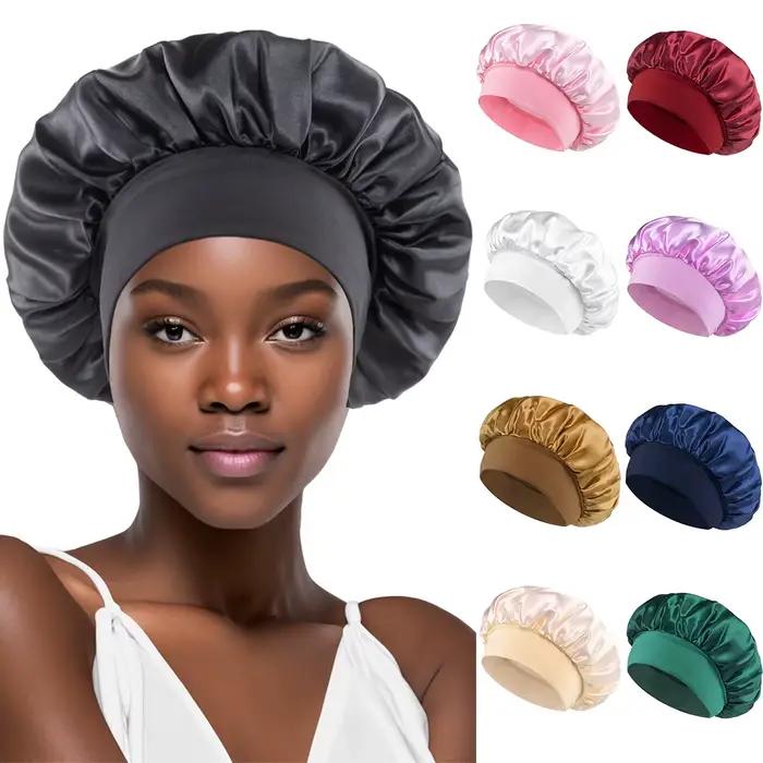 Bonnet de sommeil en soie pour femmes, style littéraire rétro, pop élégant, protection des cheveux bouclés, nuit de repos confortable, cadeau idéal pour les occasions spéciales