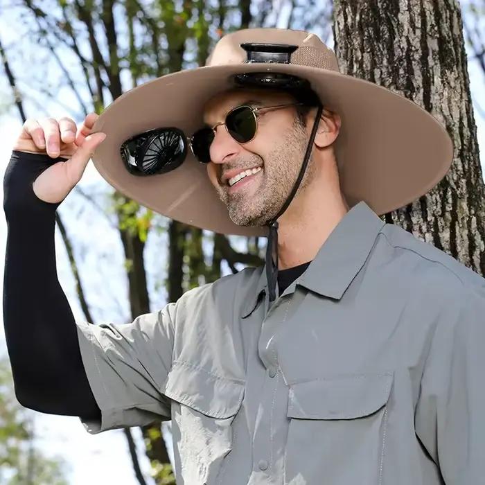 Chapeau de soleil pour homme à séchage rapide avec ventilateur solaire