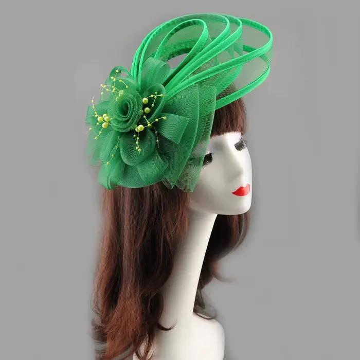 Nouveau design 2026 – Chapeau fascinateur en maille et gaze avec fleur