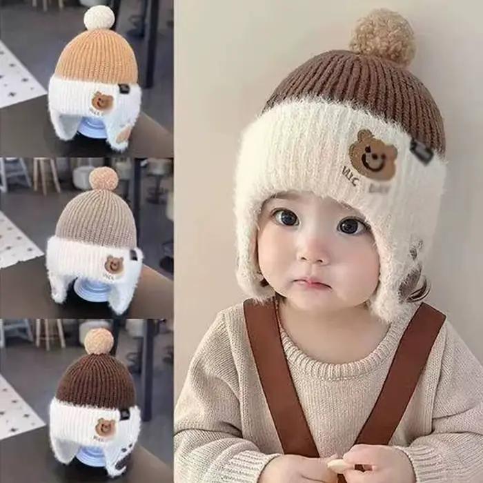 Bébé laine chapeau mignon ours oreille Protection