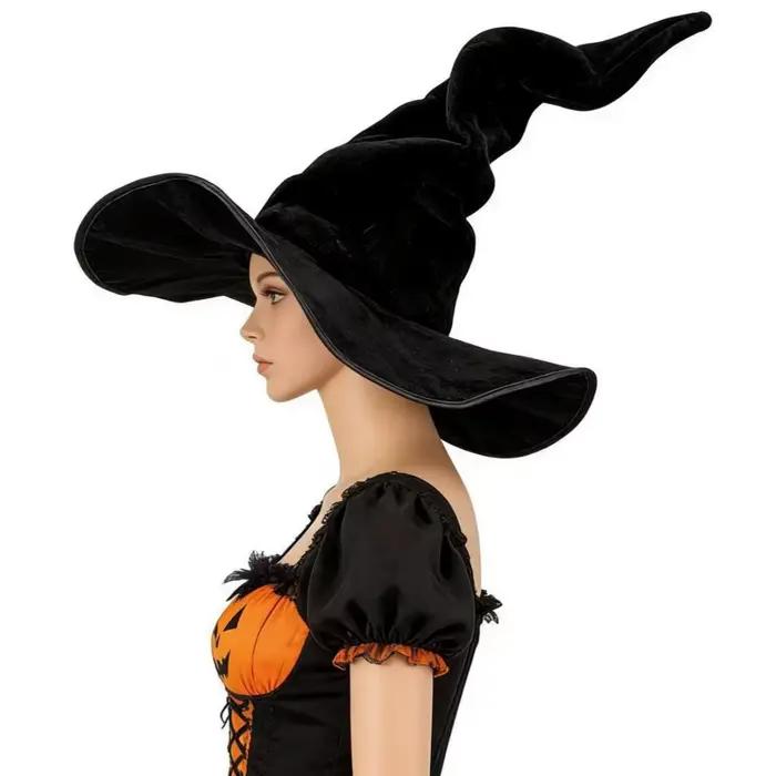 Chapeau de sorcière en velours confortable noir